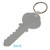 4 Inch Key Shape Restroom Keytag. Made of a heavy duty plastic with a plastic fold over tab and nickel platted split key ring. Pic of back