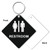 3 Inch Medium Diamond Restroom Key Tag. Heavy duty plastic black with white lettering. Pic with nickel plated split key ring and plastic fold over tab connector. Front and back
