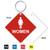 3 Inch Medium Diamond Women's Restroom Key Tag. Heavy duty plastic red with white lettering. Pic with nickel plated split key ring and plastic fold over tab connector. Front back and color options.