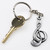 Pewter G Clef Music Note Keyring with Chain with Key