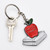 Pewter Apple with Books Awesome Teacher Keyring with Chain with Key