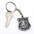 Pewter St. Michael Police Badge Keychain with Key