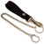 Black Leather Belt Key Holder Super Duty - Riveted with Chain lying flat