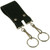 Black Leather Belt Key Holder Double Hooks Standard Duty - Riveted with nickel platted hardware lying flat