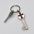 Key Shape Keychain with Inlaid Cross with Key