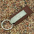 Brown Faux Leather Fob with Curved Brushed Silver Plate - Personalized Keyring