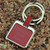 Nickel Plated Square Key Fob with Red Insert - Custom Engraved