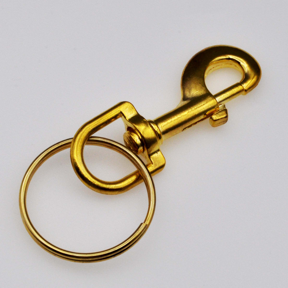 Shop for and Buy Large Brass Plated Snap Clip Key Ring Economy Grade