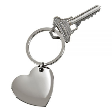 Metal Heart Keychain Featuring Cubic Zirconia Accents. - K (750256)