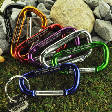 Custom Engraved Carabiners with Bottle Holder Straps