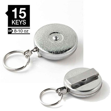 Key-Bak 0484-821 Original Retractable Key Chain, Textured Chrome