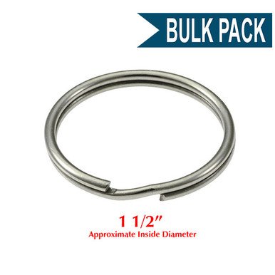 Heavy Duty Split Key Ring Nickel Plated 1-1/2 Inch Diameter (USA)-Bulk Pack  of 50