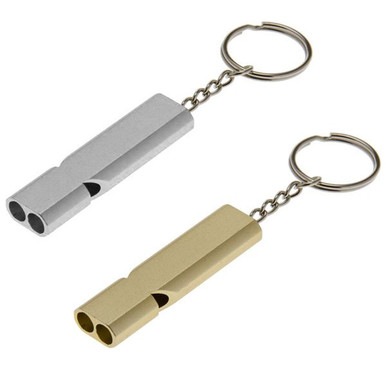 Dimension 9 Laser Engraved Anodized Matthew Metal Safety/Survival Whistle with Key Chain 