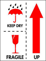 3 x 4" Shipping Label, Keep Dry, Fragile, Up 3 x 4" Shipping Label, Keep Dry, Fragile, Up