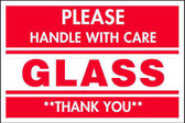 Brady 654321 3 x 2" Shipping Label, Glass Handle with Care