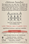 Les Trois Hectares Rouge 2021 - Back label Les Trois Hectares Rouge 2021 - Back label