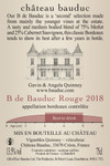 B de Bauduc Bordeaux Supérieur 2018 - Back label