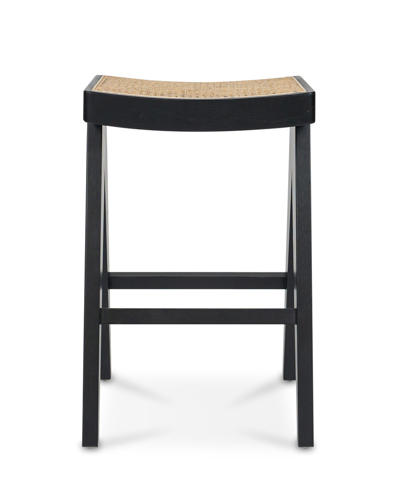 Harriet Barstool - Black With Cane Seat, 65Cm