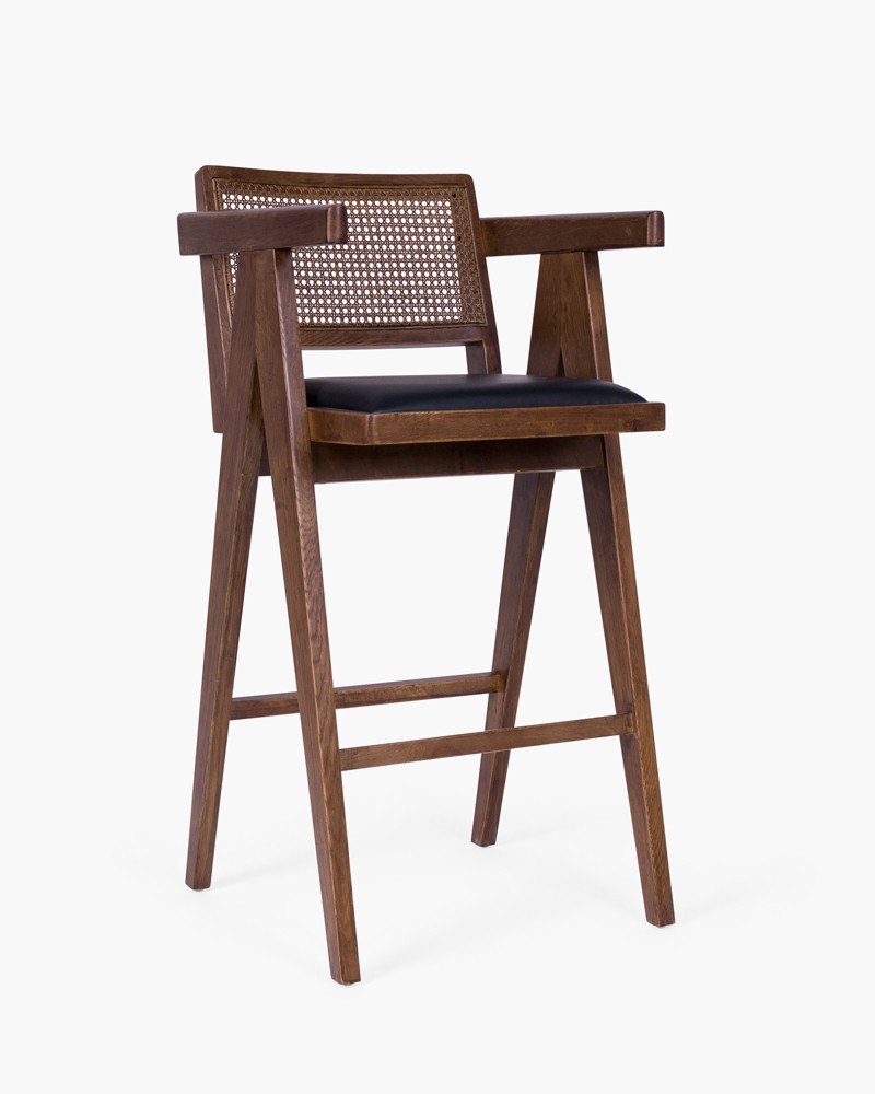 Lillian Barstool - Walnut With Black Seat, 75Cm