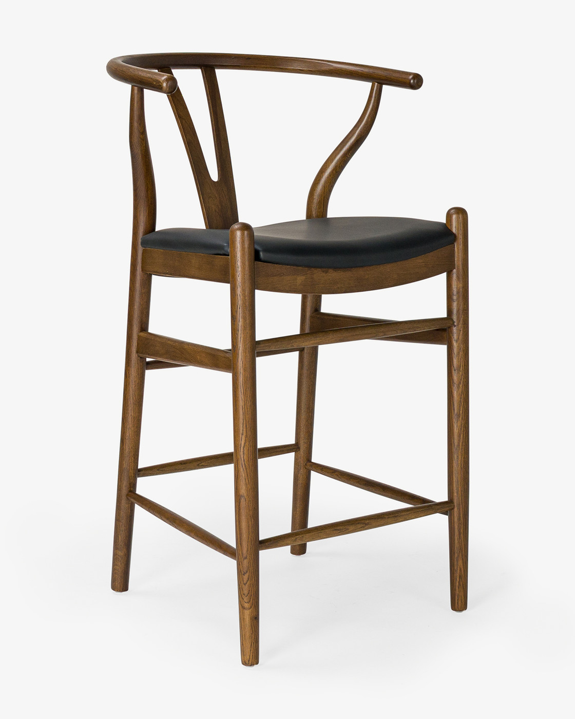 Hans Wegner Replica Wishbone B/Stool, Walnut, Uph Seat, 65Cm