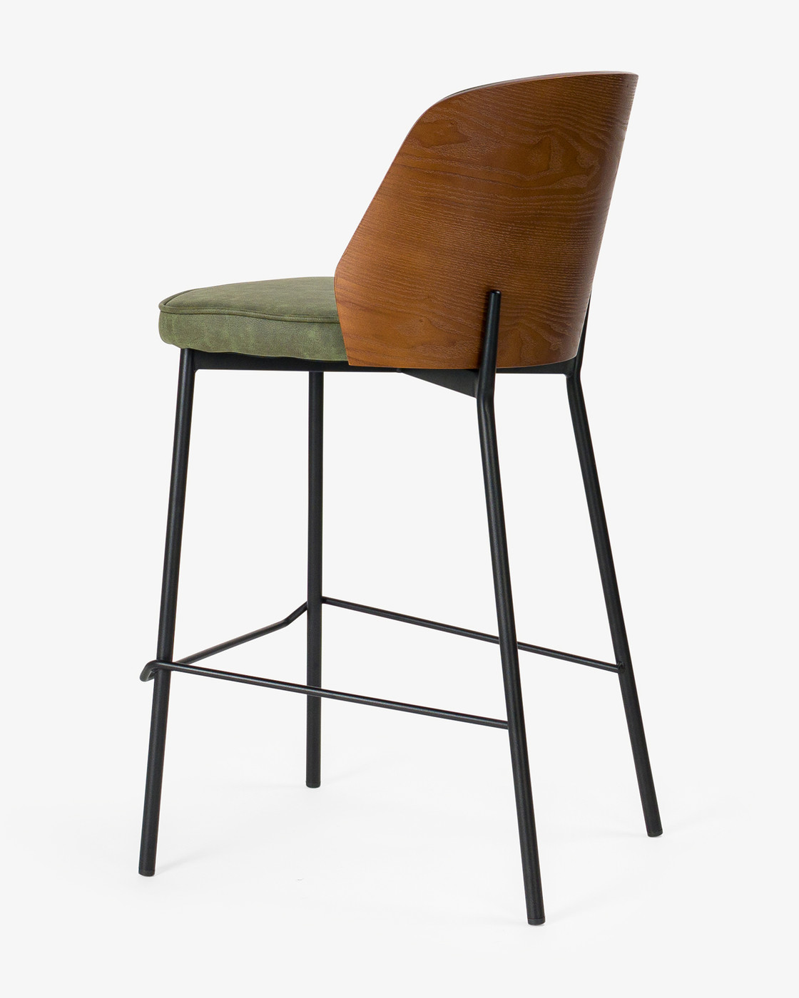 Clive Bar Stool - Dark Wood Back - Forest Green, 65Cm