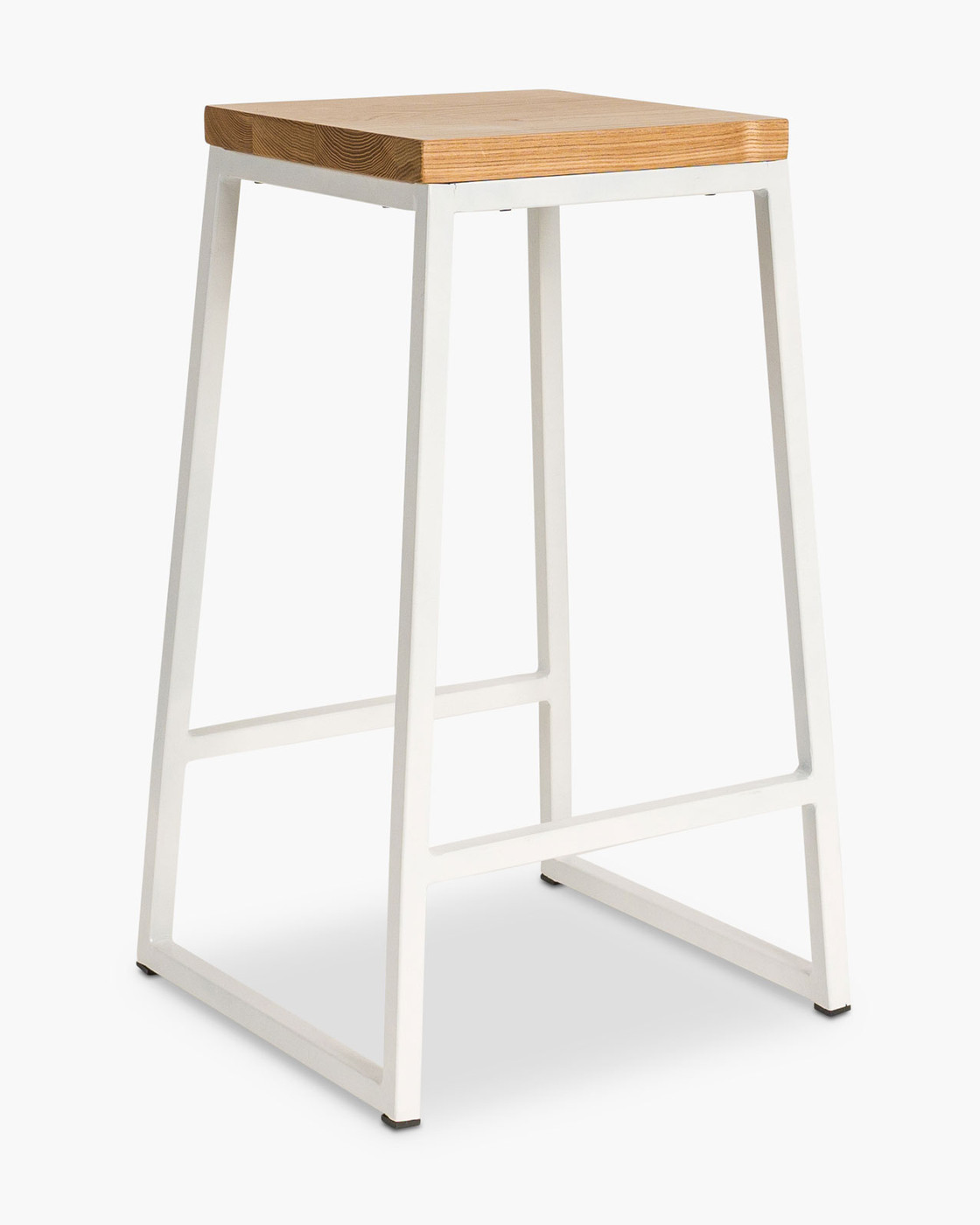 Jerry Bar Stool - White - Natural Wood, 65Cm
