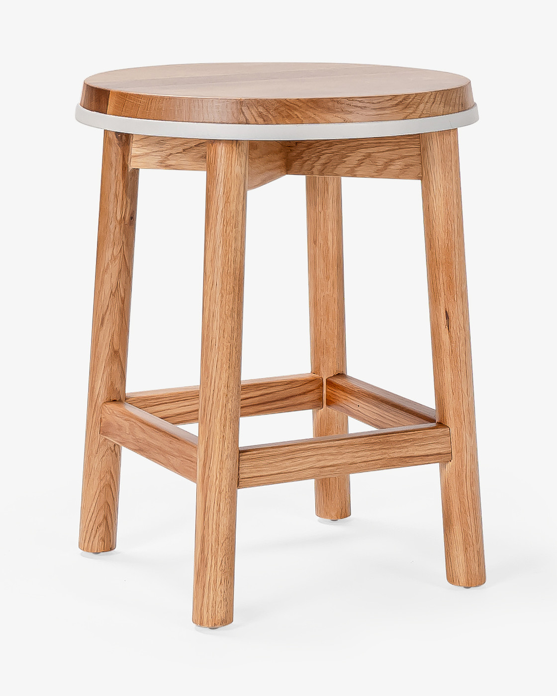 Curve Barstool - Natural Oak, White 45cm