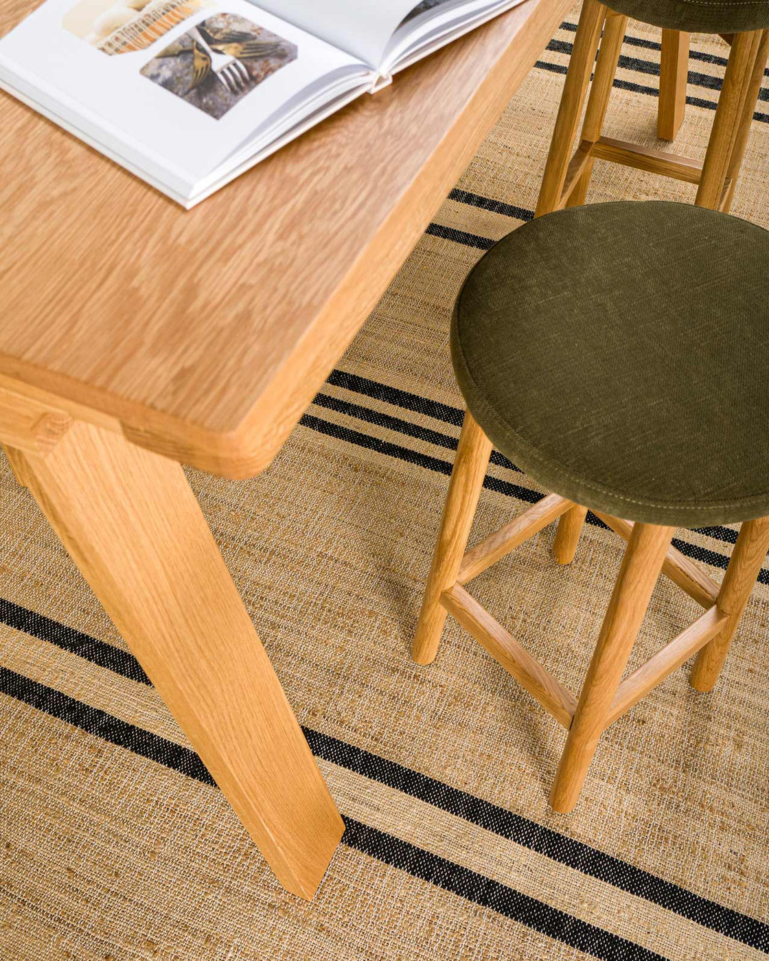 Curve Bar Stool - Natural Oak, Olive Green Seat 75cm