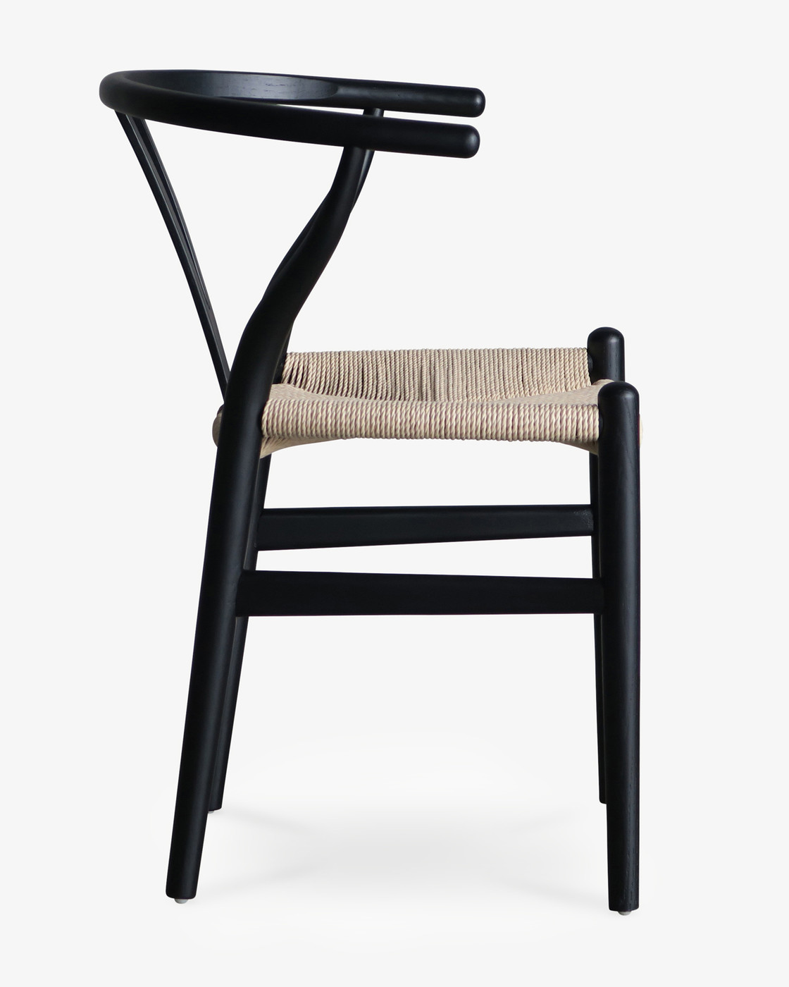 Hans Wegner Replica Wishbone Chair, Black Frame/Natural Seat