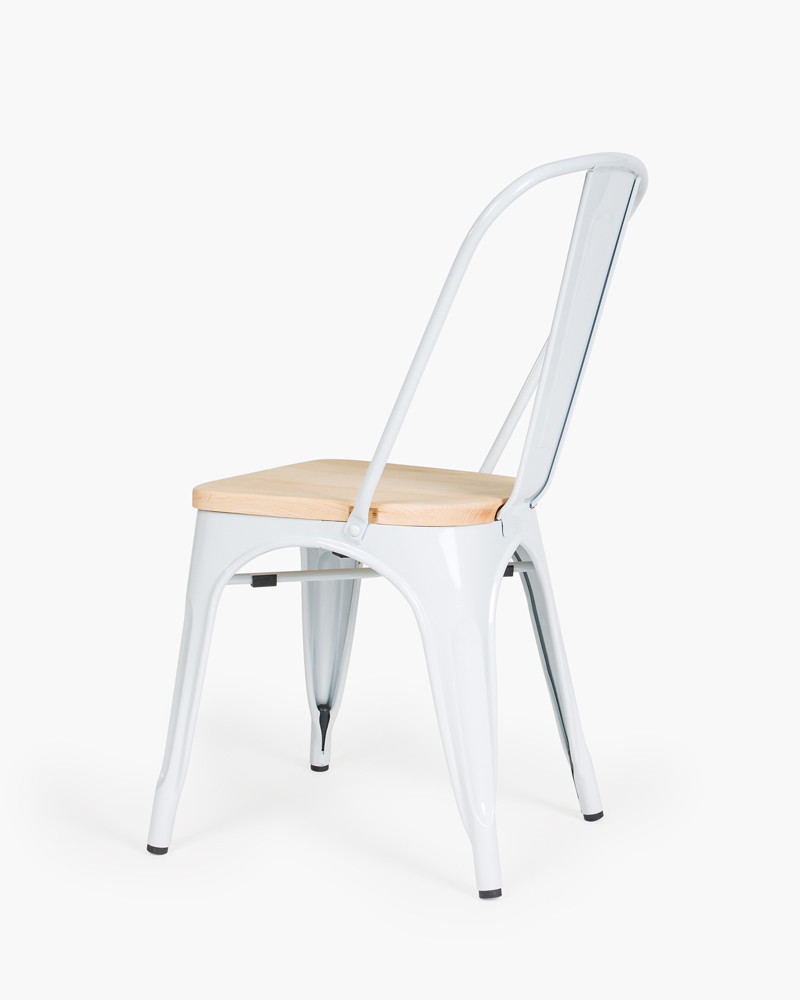 Tolix Replica Chair With Solid Ash Seat - White