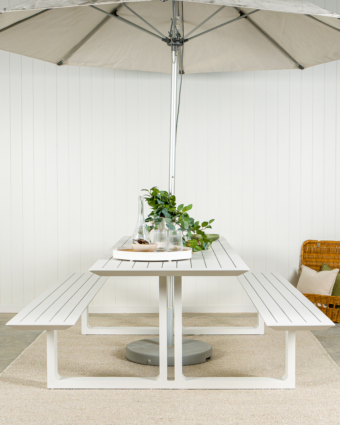 Theodore Outdoor Picnic Table - 240X79Cm, White