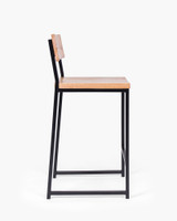 Baxter Barstool  - Matt Black - Natural Wood, 65Cm