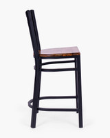 Mitchell Barstool - Matt Black, Wooden Seat, 65Cm