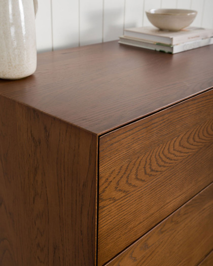 Sawyer Four Drawer Tallboy, Dark Oak