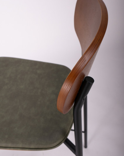 Neal Bar Stool - Dark Wood & Forest Green, 65Cm