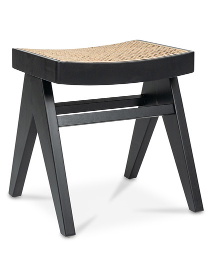 Harriet Barstool - Black With Cane Seat, 45Cm