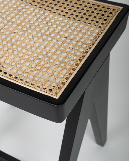 Harriet Barstool - Black With Cane Seat, 65Cm