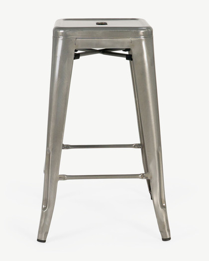 Tolix Replica Bar Stool - Raw Metal Varnish, 75Cm