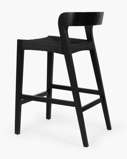 Grace Bar Stool - Black, Black Rope Seat, 65cm
