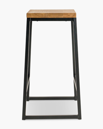 Jerry Bar Stool - Black - Natural Wood, 65Cm