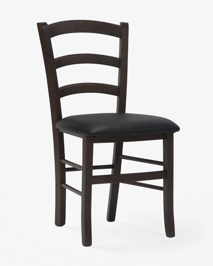 Como Chair - Walnut, Black Upholstered Seat