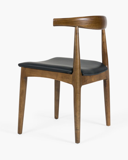 Hans Wegner Replica Elbow Chair, Walnut - Black Seat