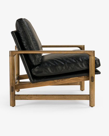 Aspen Leather Armchair - Espresso Frame, Black