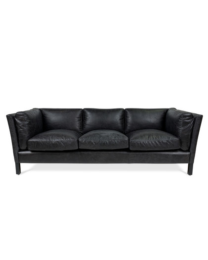 George Leather Sofa - 3 Seater, Black