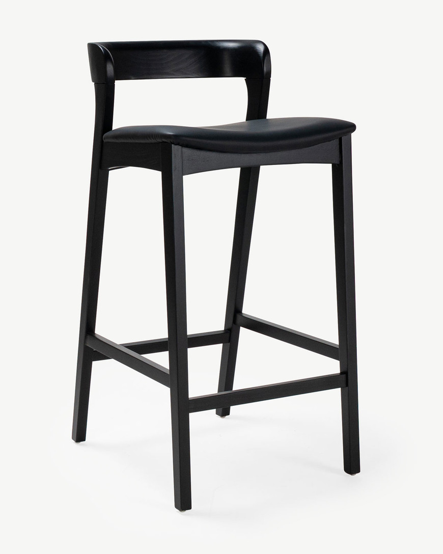 Grace Bar Stool - Black, Black Seat, 75cm