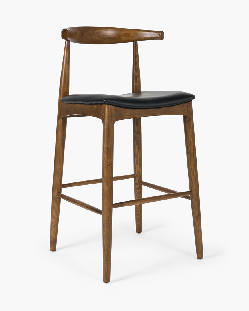 Hans Wegner Replica Elbow Barstool -Walnut, 75Cm