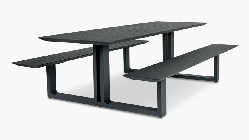 Theodore Outdoor Picnic Table - 240X79Cm, Charcoal
