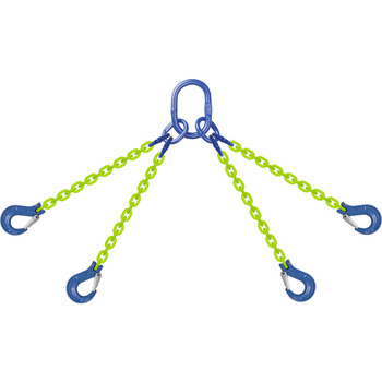 4 Leg Wire Rope Sling | w/ Positive Locking Eye Sling Hooks