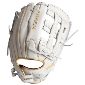 2023 Miken Gold Pro Series 13" White Slowpitch Softball Fielding Glove, PRO130-WG