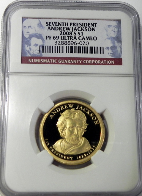 2008-S NGC PROOF 69 ULTRA CAMEO ANDREW JACKSON PRESIDENTIAL DOLLAR obverse